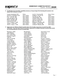 AAPM&R 2020 Membership Report