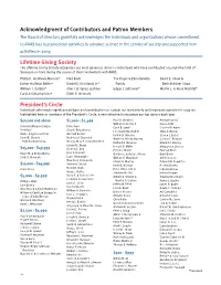 Acknowledgment of Contributors and Patron Members President's Circle