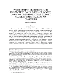 Cracking Down on Creditors That Extort Via Debt Criminalization Practices