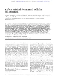 E2f3 Is Critical for Normal Cellular Proliferation
