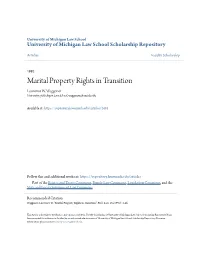 Marital Property Rights in Transition Lawrence W