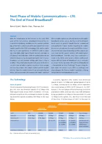Next Phase of Mobile Communications – LTE: the End of Fixed Broadband?