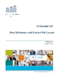 NJ Healthcap Data Dictionary and Extract File Layout Archive Location