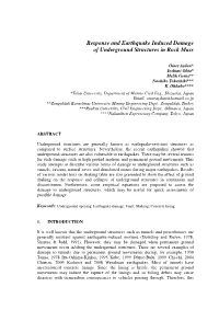 Response and Earthquake Induced Damage of Underground Structures in Rock Mass