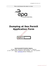Dumping at Sea Permit Application Form