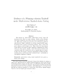 Evidence of a Winning-Cohesion Tradeoff Under Multi-Winner