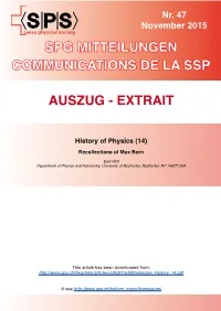 History of Physics (14) Recollections of Max Born