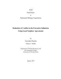 Newmont Mining Corporation Reduction of Conflict in The