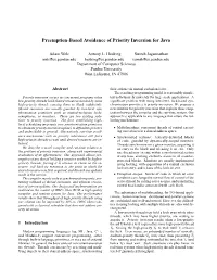 Preemption-Based Avoidance of Priority Inversion for Java