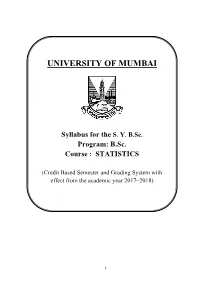 B.Sc. Course : STATISTICS