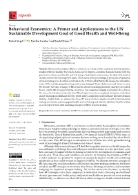 Behavioral Economics: a Primer and Applications to the UN Sustainable Development Goal of Good Health and Well-Being