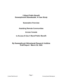 C-Band Public Benefit Keewaytinook Okimakanak: a Case Study