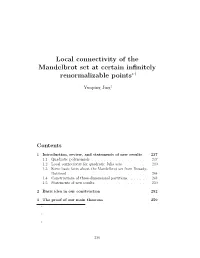 Local Connectivity of the Mandelbrot Set at Certain Inﬁnitely Renormalizable Points∗†