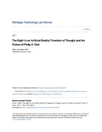 The Right to an Artificial Reality? Freedom of Thought and the Fiction of Philip K