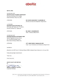 AEV SEC Form 17-A (Annual Report)