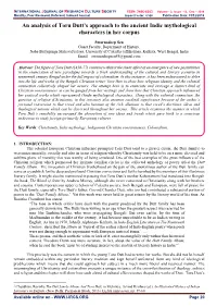 An Analysis of Toru Dutt's Approach to the Ancient Indic Mythological