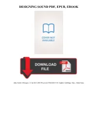 Designing Sound Pdf, Epub, Ebook