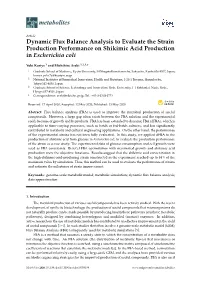 Dynamic Flux Balance Analysis to Evaluate the Strain Production Performance on Shikimic Acid Production in Escherichia Coli