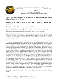 Effects of Land Use on the Diversity of Macrofungi in Kereita Forest Kikuyu Escarpment, Kenya