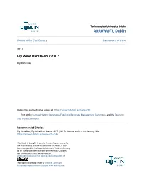 Ely Wine Bars Menu 2017