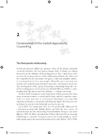 Fundamentals of the Gestalt Approach to Counselling