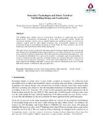 Innovative Technologies and Future Trends in Tall Building Design and Construction
