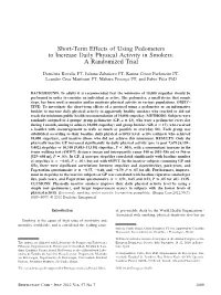 Short-Term Effects of Using Pedometers to Increase Daily Physical Activity in Smokers: a Randomized Trial