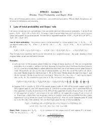 STA111 - Lecture 3 Review, Total Probability, and Bayes’ Rule