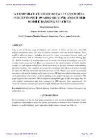 A Comparative Study Between Customer Perceptions Towards Sbi Yono and Other Mobile Banking Services