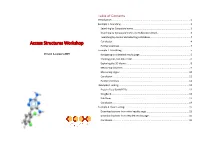 Access Structures Workshop Conclusion
