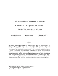 Ham and Eggs” Movement in Southern