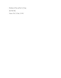 Problems of Tao and Tao Te Ching