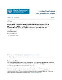 Risky Speech at the Intersection of Meaning and Value in First Amendment Jurisprudence