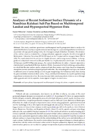 Analyses of Recent Sediment Surface Dynamic of a Namibian Kalahari Salt Pan Based on Multitemporal Landsat and Hyperspectral Hyperion Data