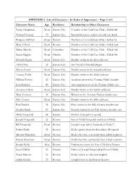APPENDIX 1: List of Characters – in Order of Appearance