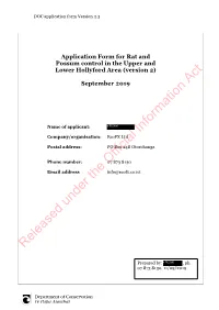 Application Form for Rat and Possum Control in the Hollyford Area