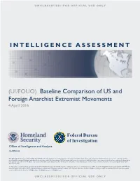 Baseline Comparison of US and Foreign Anarchist Extremist Movements 4 April 2016