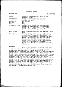 DOCUMENT RESUME ED 033 439 Selected Statistics of Local School