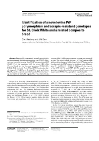 Identification of a Novel Ovine Prp Polymorphism and Scrapie-Resistant Genotypes for St