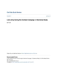 Lee's Army During the Overland Campaign: a Numerical Study