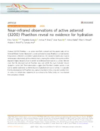 Near-Infrared Observations of Active Asteroid (3200) Phaethon Reveal No Evidence for Hydration ✉ Driss Takir 1,7 , Theodore Kareta 2, Joshua P