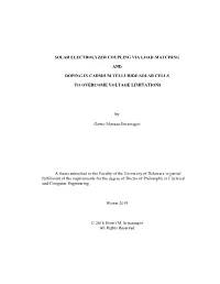 Solar Electrolyzer Coupling Via Load-Matching