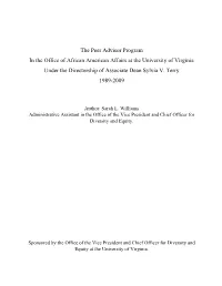 The Peer Advisor Program in the Office of African American Affairs at the University of Virginia Under the Directorship of Associate Dean Sylvia V
