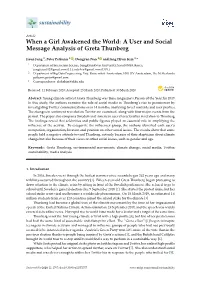 A User and Social Message Analysis of Greta Thunberg