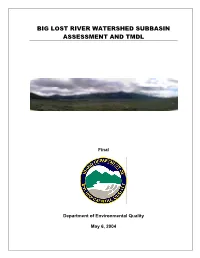 Big Lost River Subbasin Assessment and TMDL Final