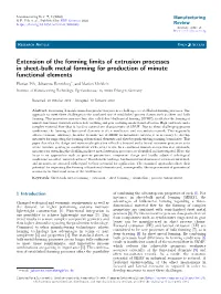 Extension of the Forming Limits of Extrusion Processes in Sheet-Bulk Metal Forming for Production of Minute Functional Elements