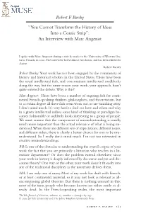 Robert F. Barsky “You Cannot Transform the History of Ideas Into A