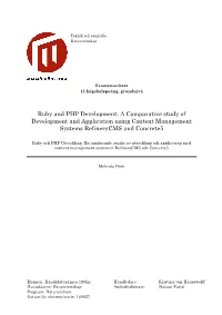 Ruby and PHP Development: a Comparative Study of Development and Application Using Content Management Systems Refinerycms and Concrete5