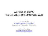Working on ENIAC: the Lost Labors of the Information Age