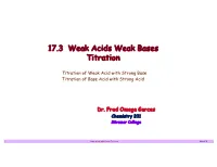 17.3 Weak Acids Weak Bases Titration